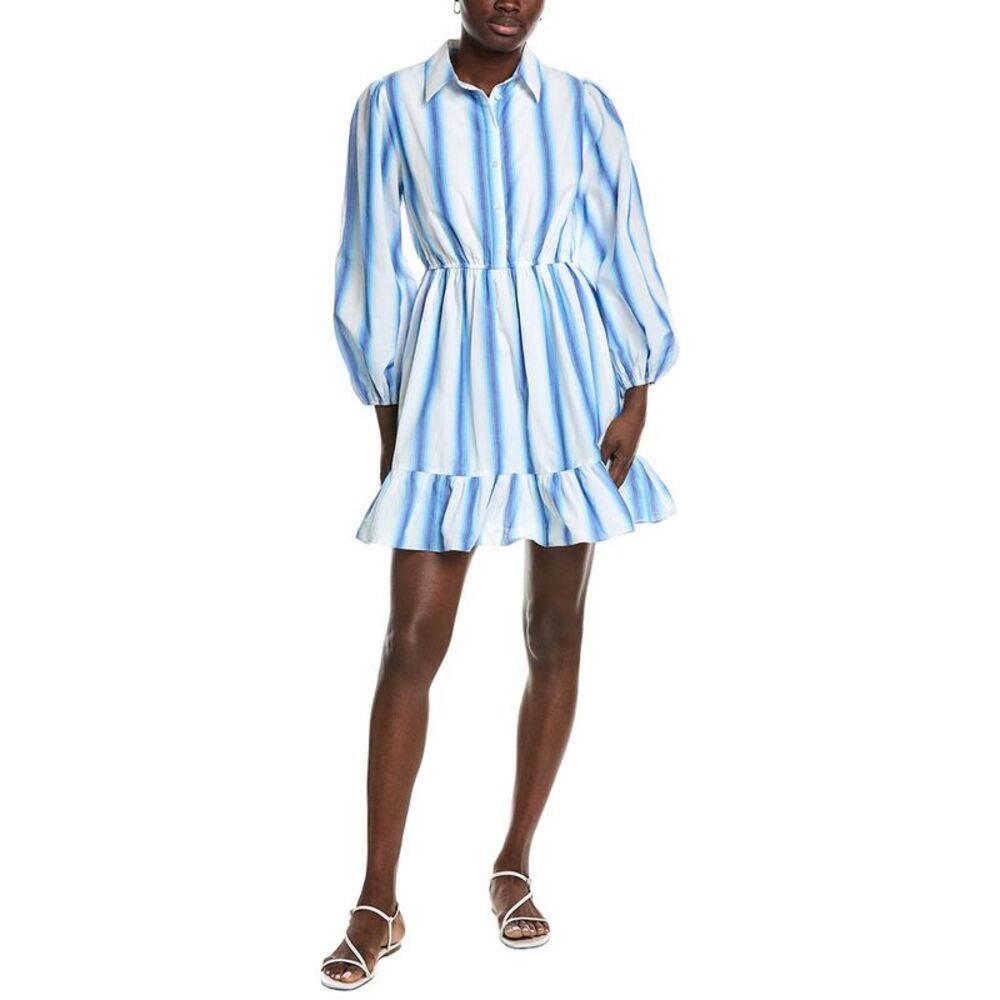Garrie B Womens Button Down Mini Dress, Blue